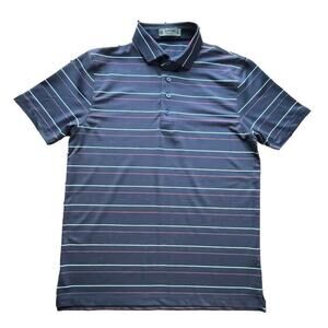 G/FORE Polo Shirt Mens Medium Navy Blue Red Golf Striped MINT